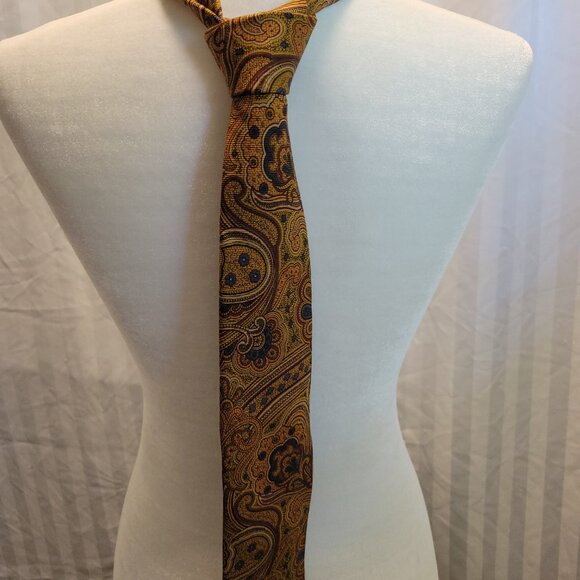 Brooks Brothers Gold Paisley Silk Neck Tie - Picture 3 of 6
